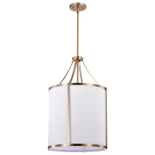 Easton 3-Light Pendant in Burnished Brass with White Linen Shade - Image 1