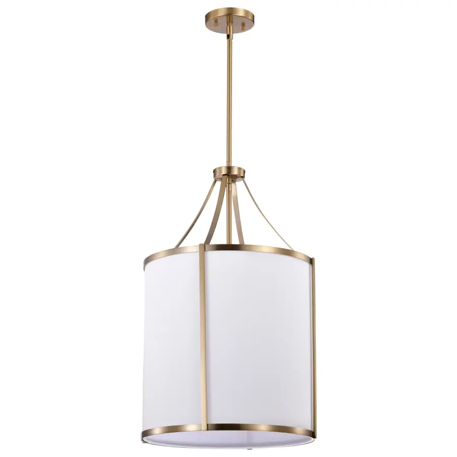 Easton 3-Light Pendant in Burnished Brass with White Linen Shade - Image 1
