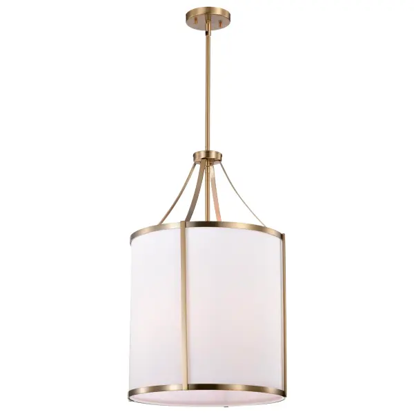 Easton 3-Light Pendant in Burnished Brass with White Linen Shade - Image 2