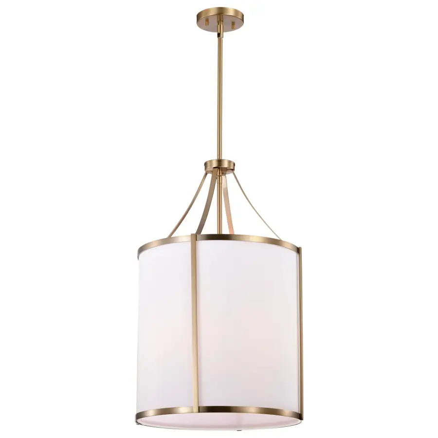 Easton 3-Light Pendant in Burnished Brass with White Linen Shade - Image 2