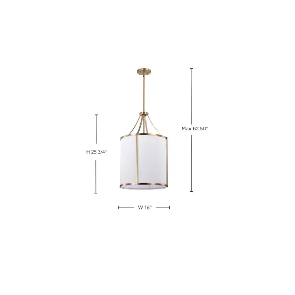 Easton 3-Light Pendant in Burnished Brass with White Linen Shade - Image 16