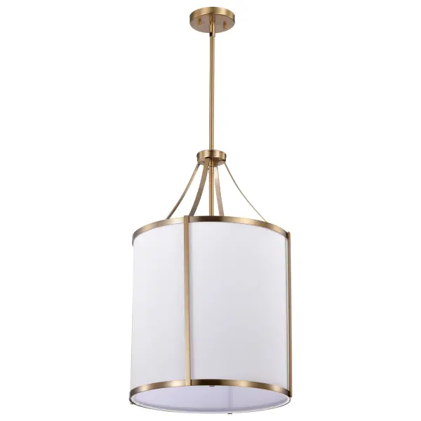 Easton 3-Light Pendant in Burnished Brass with White Linen Shade - Image 3