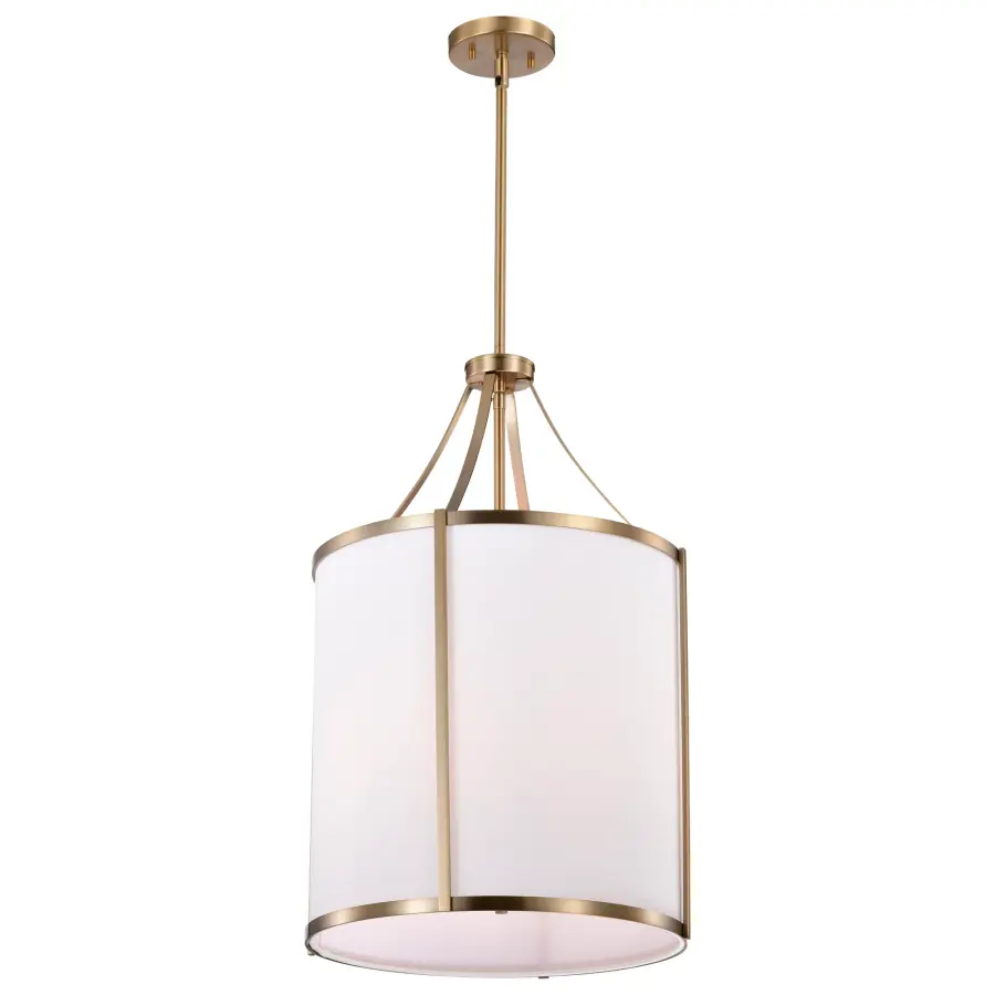 Easton 3-Light Pendant in Burnished Brass with White Linen Shade - Image 4
