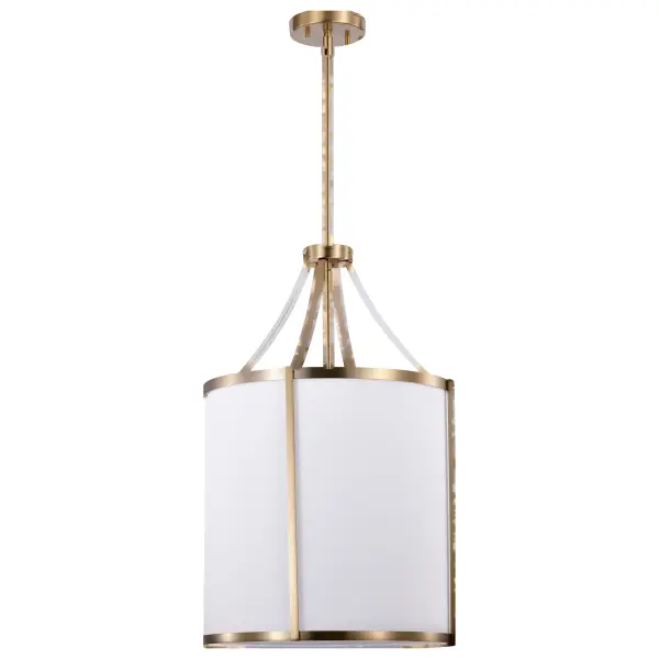 Easton 3-Light Pendant in Burnished Brass with White Linen Shade - Image 5