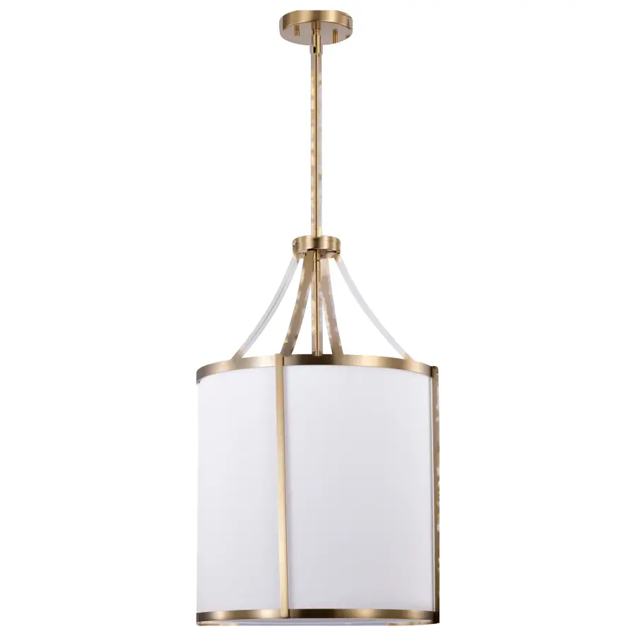 Easton 3-Light Pendant in Burnished Brass with White Linen Shade - Image 5