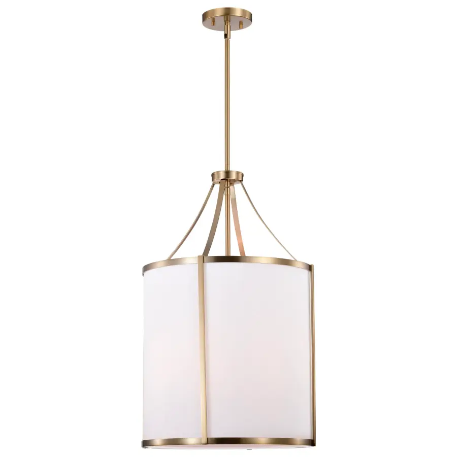 Easton 3-Light Pendant in Burnished Brass with White Linen Shade - Image 6