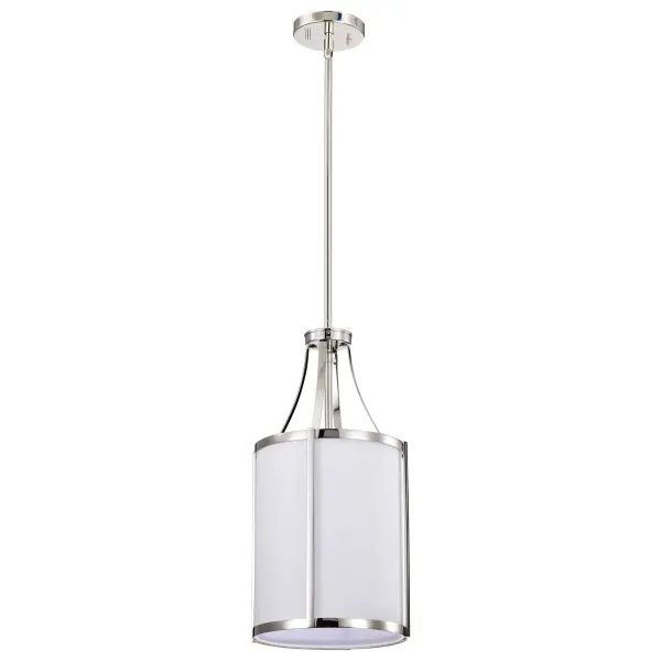 Easton 1-Light Pendant in Polished Nickel with White Linen Shade - Image 1