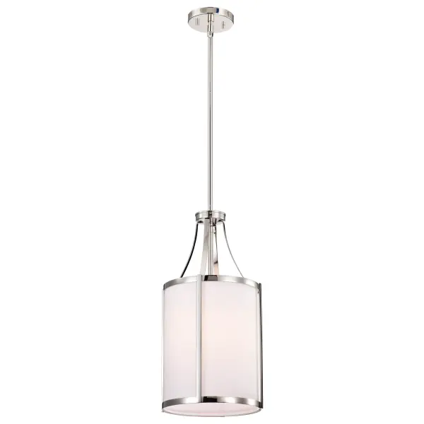Easton 1-Light Pendant in Polished Nickel with White Linen Shade - Image 2