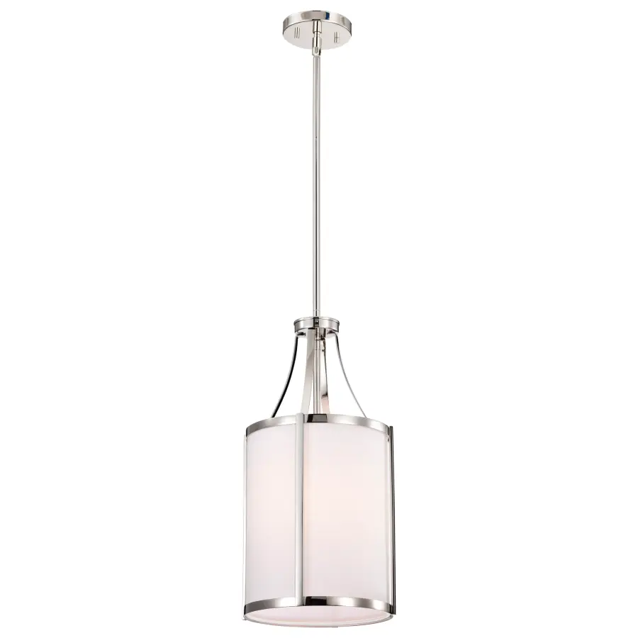 Easton 1-Light Pendant in Polished Nickel with White Linen Shade - Image 2