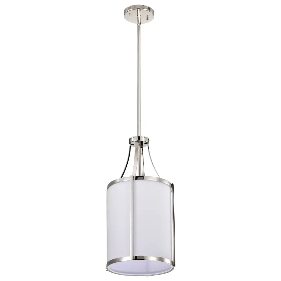 Easton 1-Light Pendant in Polished Nickel with White Linen Shade - Image 3