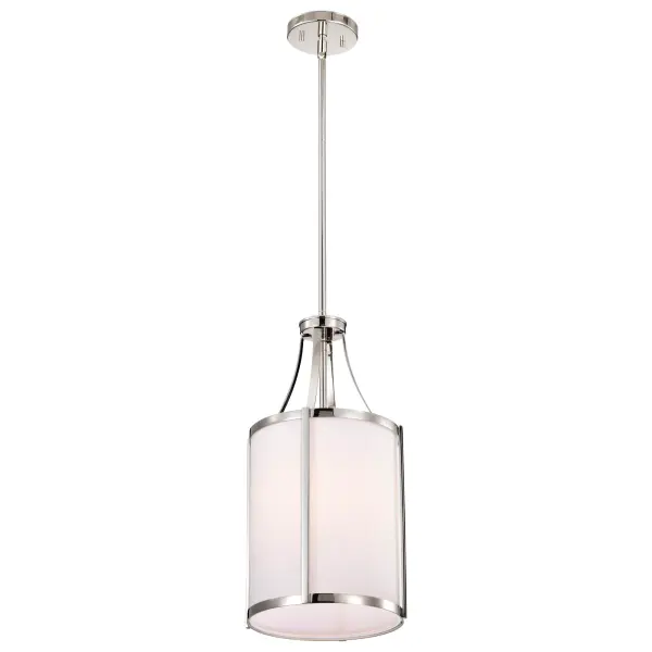 Easton 1-Light Pendant in Polished Nickel with White Linen Shade - Image 4