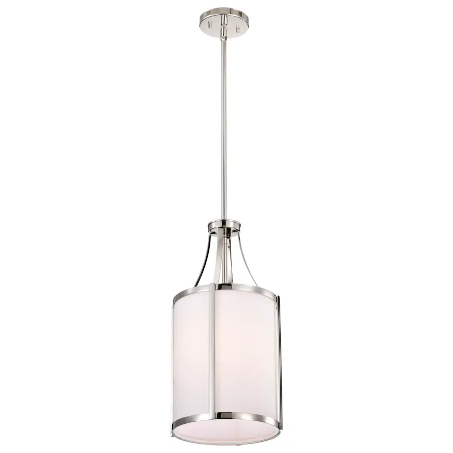 Easton 1-Light Pendant in Polished Nickel with White Linen Shade - Image 4