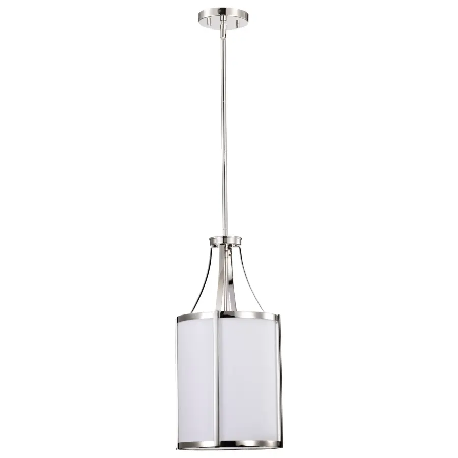 Easton 1-Light Pendant in Polished Nickel with White Linen Shade - Image 5