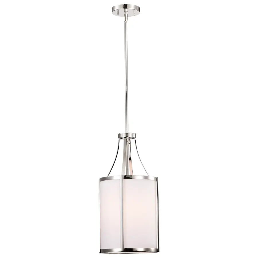 Easton 1-Light Pendant in Polished Nickel with White Linen Shade - Image 6