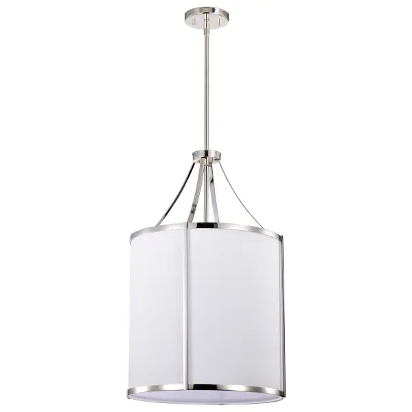 Easton 3-Light Pendant in Polished Nickel with White Linen Shade - Image 1