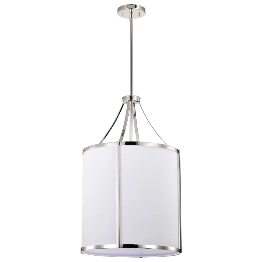 Easton 3-Light Pendant in Polished Nickel with White Linen Shade - Image 1