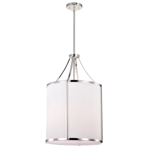 Easton 3-Light Pendant in Polished Nickel with White Linen Shade - Image 2