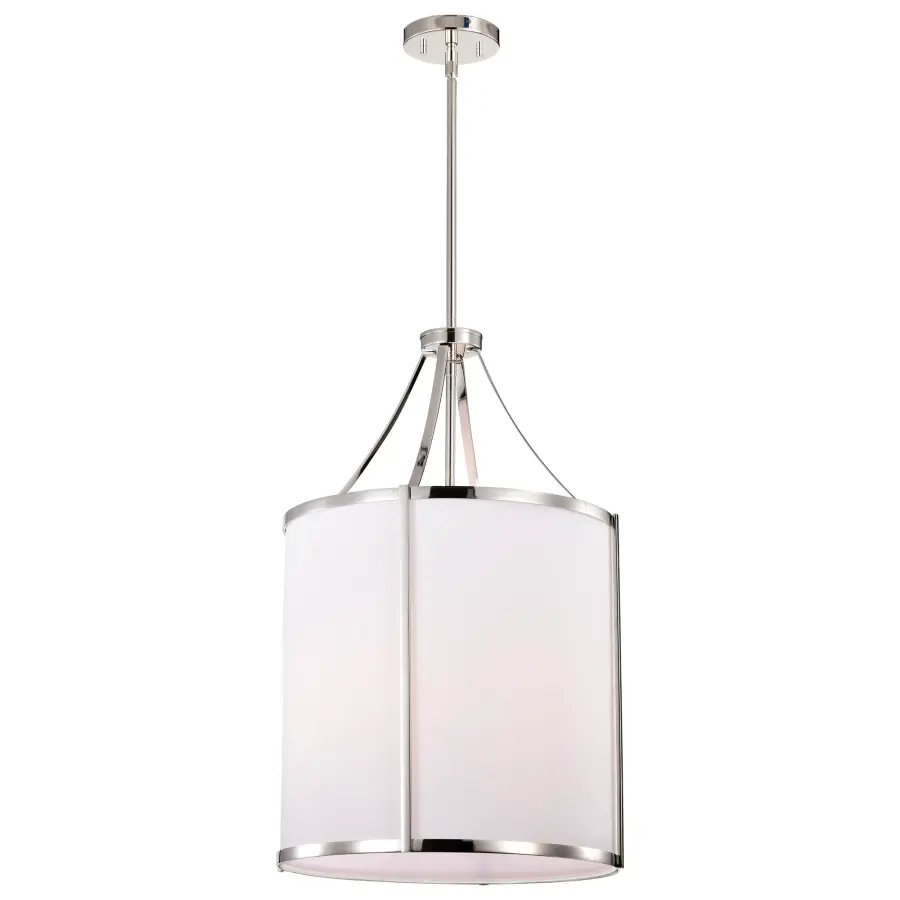Easton 3-Light Pendant in Polished Nickel with White Linen Shade - Image 2