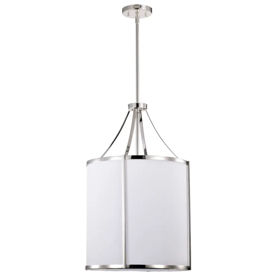 Easton 3-Light Pendant in Polished Nickel with White Linen Shade - Image 3