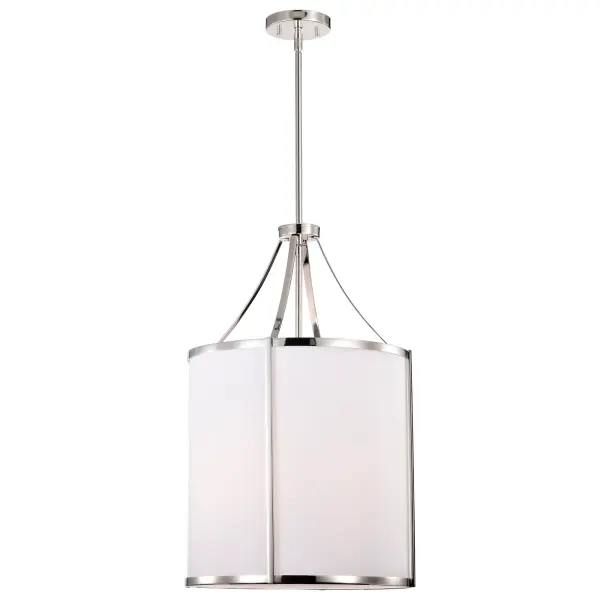 Easton 3-Light Pendant in Polished Nickel with White Linen Shade - Image 4