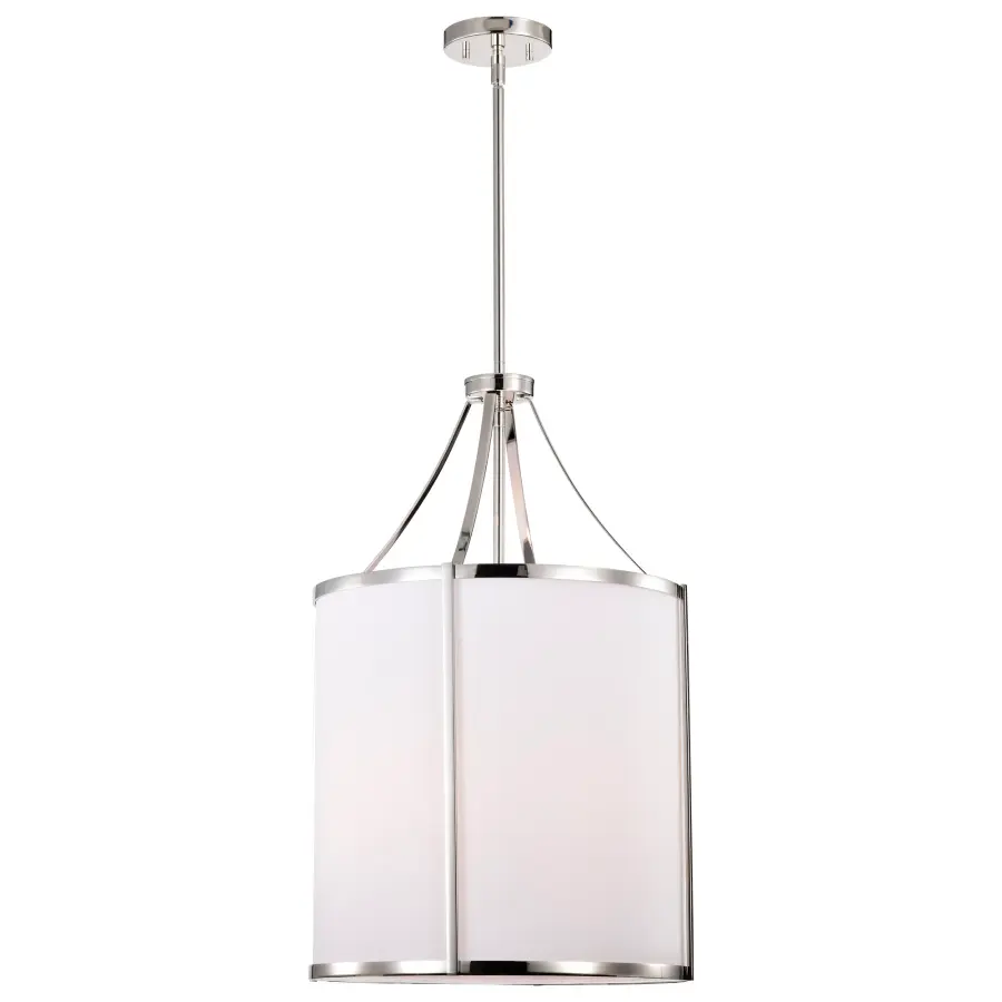 Easton 3-Light Pendant in Polished Nickel with White Linen Shade - Image 4