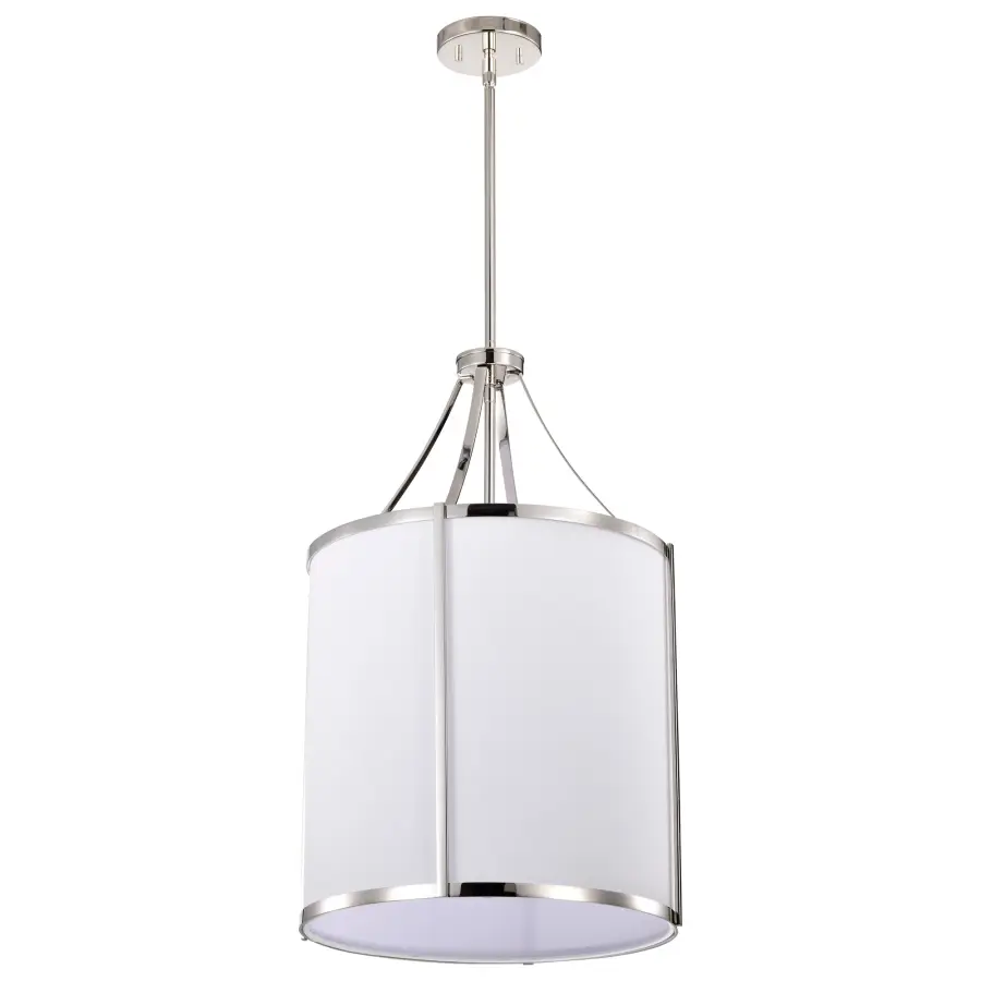 Easton 3-Light Pendant in Polished Nickel with White Linen Shade - Image 5