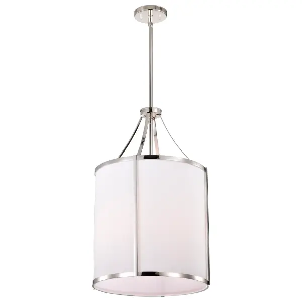 Easton 3-Light Pendant in Polished Nickel with White Linen Shade - Image 6