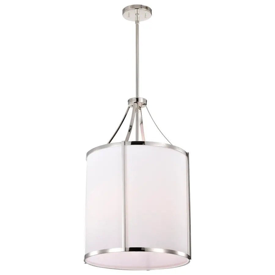 Easton 3-Light Pendant in Polished Nickel with White Linen Shade - Image 6