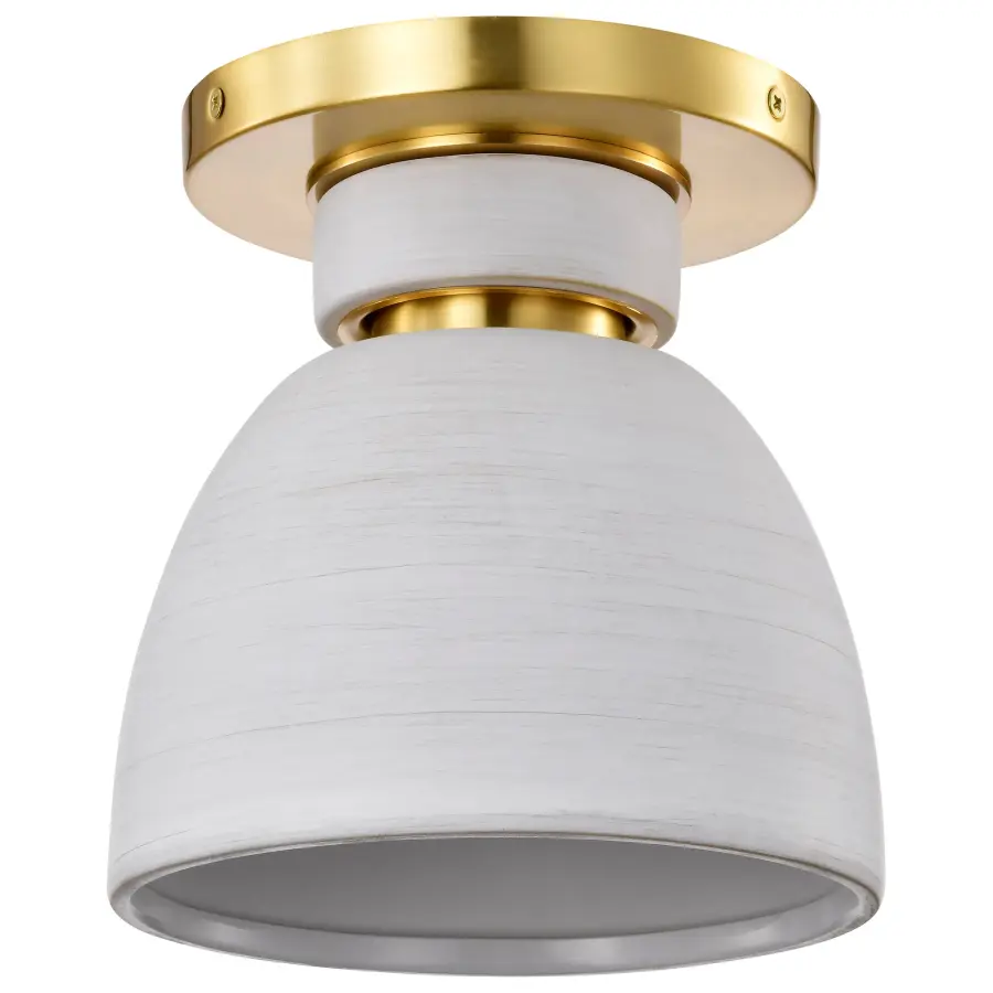 Collins 8" Flush Mount - Ceramic with Gold Accents - Image 1