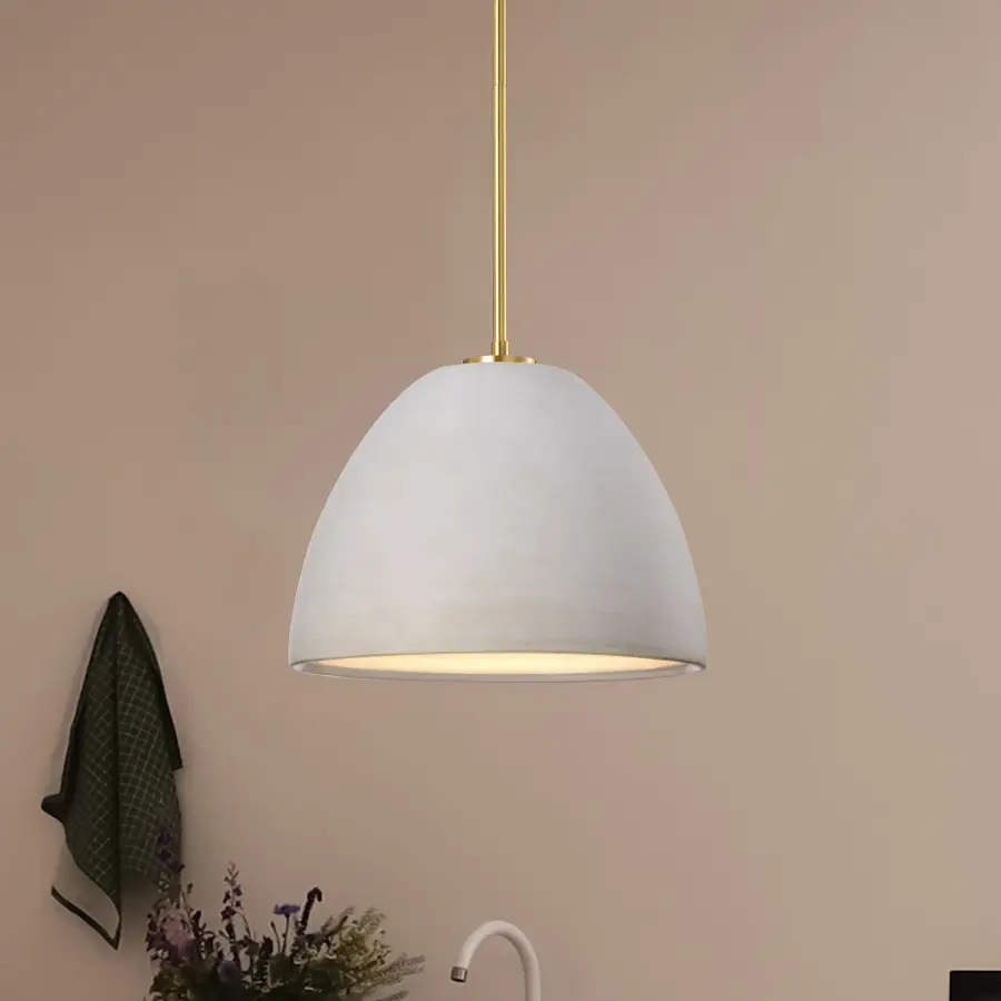 Collins 14" Ceramic Pendant with Brushed Brass Accents - Image 3