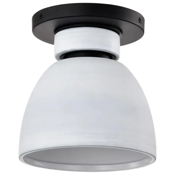 Collins 8" Flush Mount - Ceramic with Silver Accents - Image 1