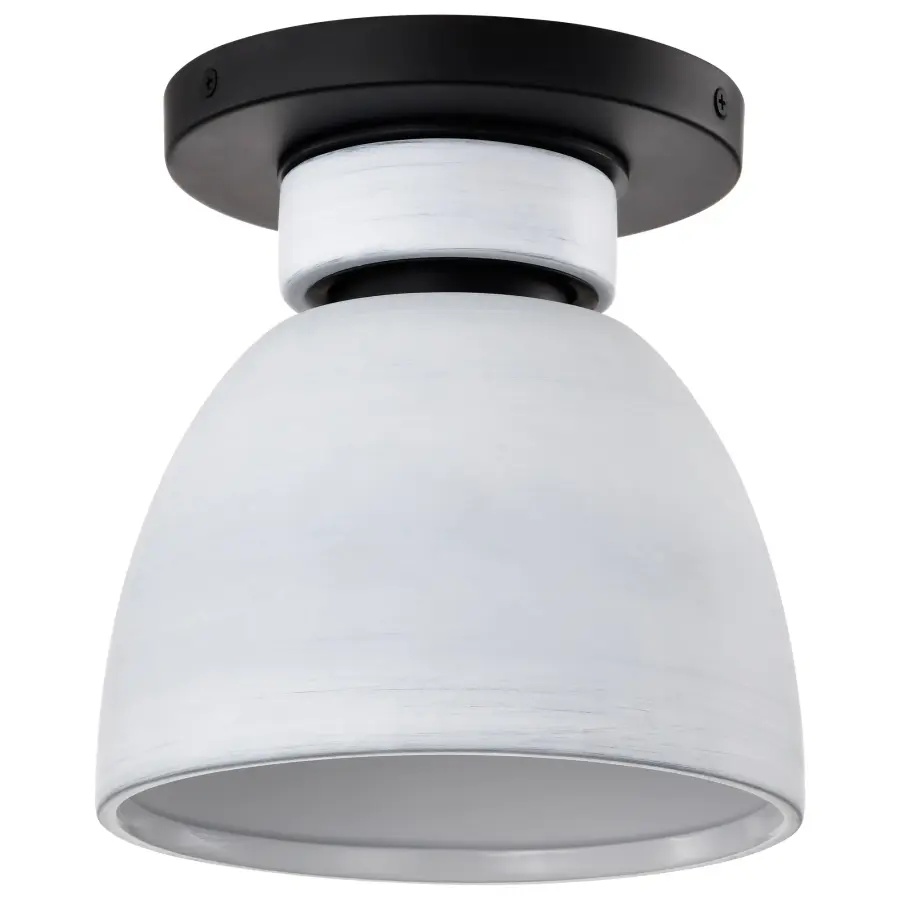Collins 8" Flush Mount - Ceramic with Silver Accents - Image 1