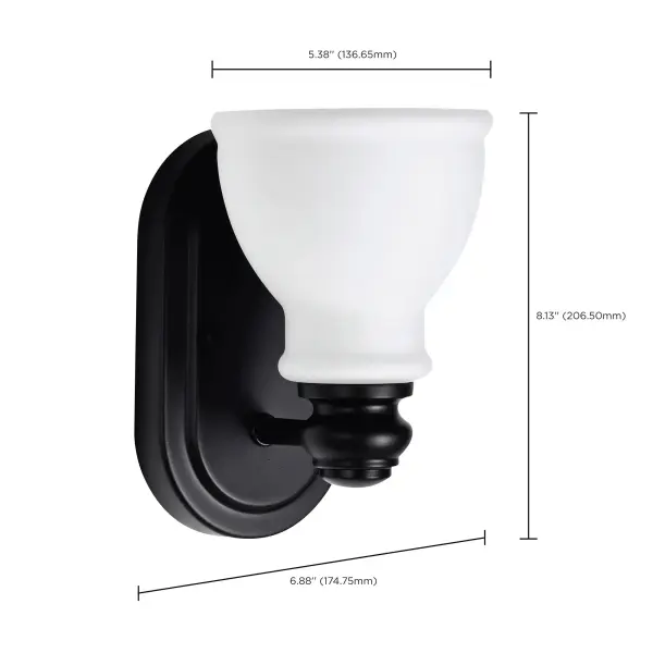Russel 1-Light Vanity Sconce in Matte Black - Image 11