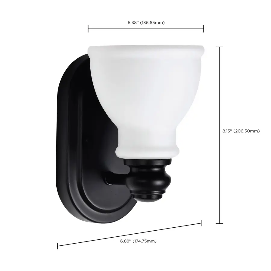Russel 1-Light Vanity Sconce in Matte Black - Image 11
