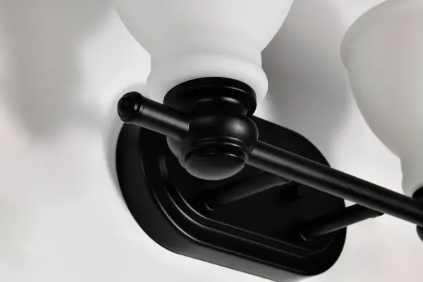 Russel 2-Light Vanity in Matte Black with Satin White Glass - Image 11