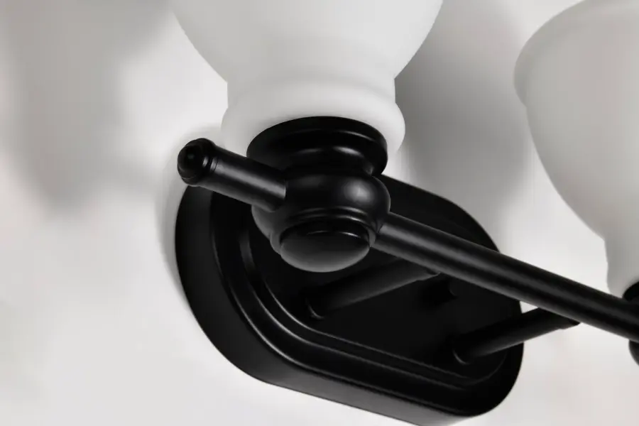 Russel 2-Light Vanity in Matte Black with Satin White Glass - Image 11