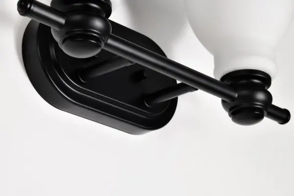 Russel 2-Light Vanity in Matte Black with Satin White Glass - Image 12