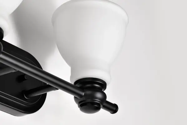 Russel 2-Light Vanity in Matte Black with Satin White Glass - Image 13