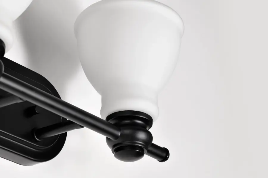 Russel 2-Light Vanity in Matte Black with Satin White Glass - Image 13