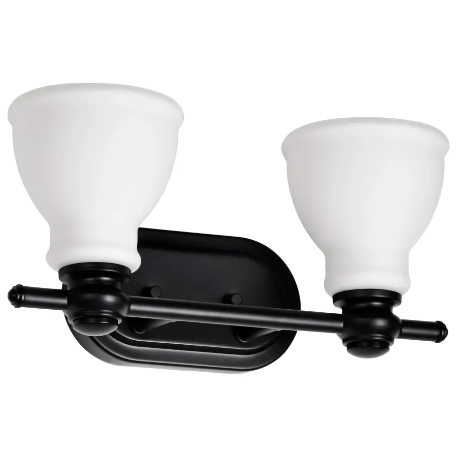 Russel 2-Light Vanity in Matte Black with Satin White Glass - Image 5