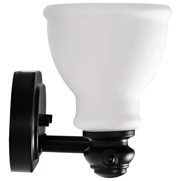 Russel 2-Light Vanity in Matte Black with Satin White Glass - Image 9