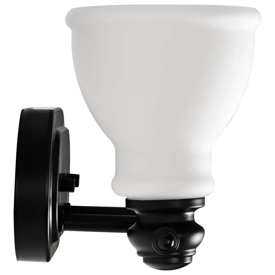 Russel 2-Light Vanity in Matte Black with Satin White Glass - Image 9