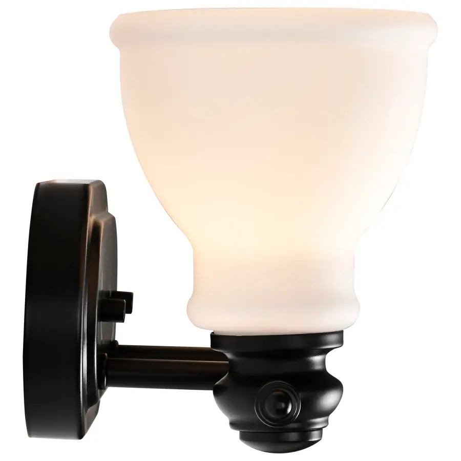 Russel 2-Light Vanity in Matte Black with Satin White Glass - Image 10