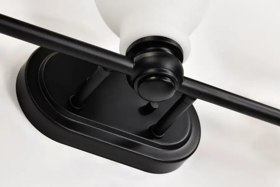 Russel 3-Light Vanity in Matte Black with Satin White Glass - Image 12