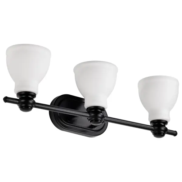 Russel 3-Light Vanity in Matte Black with Satin White Glass - Image 5