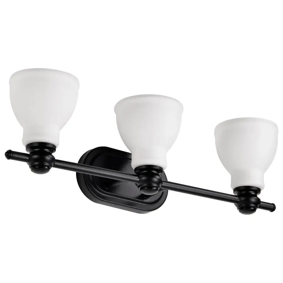 Russel 3-Light Vanity in Matte Black with Satin White Glass - Image 5