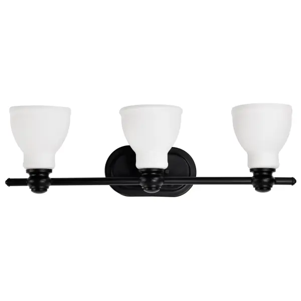 Russel 3-Light Vanity in Matte Black with Satin White Glass - Image 7