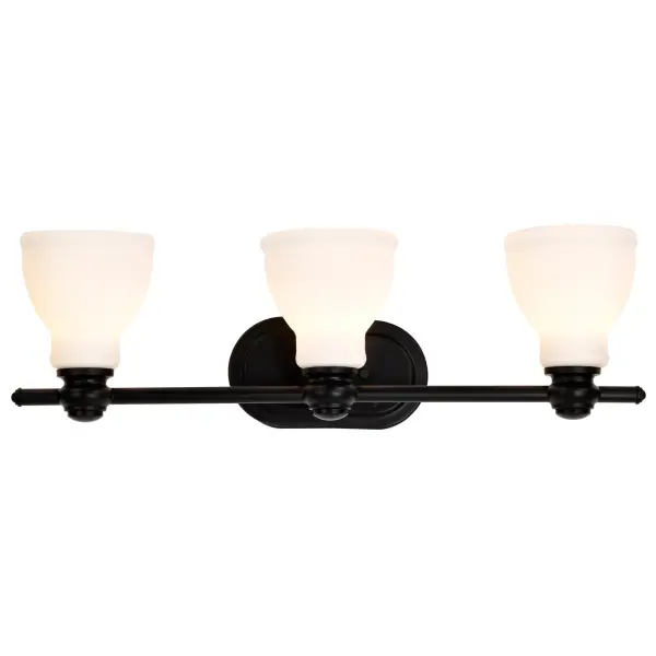 Russel 3-Light Vanity in Matte Black with Satin White Glass - Image 8