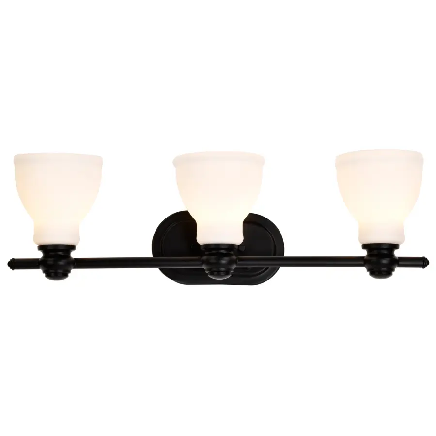 Russel 3-Light Vanity in Matte Black with Satin White Glass - Image 8