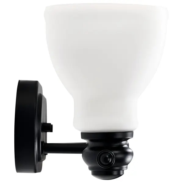 Russel 3-Light Vanity in Matte Black with Satin White Glass - Image 9